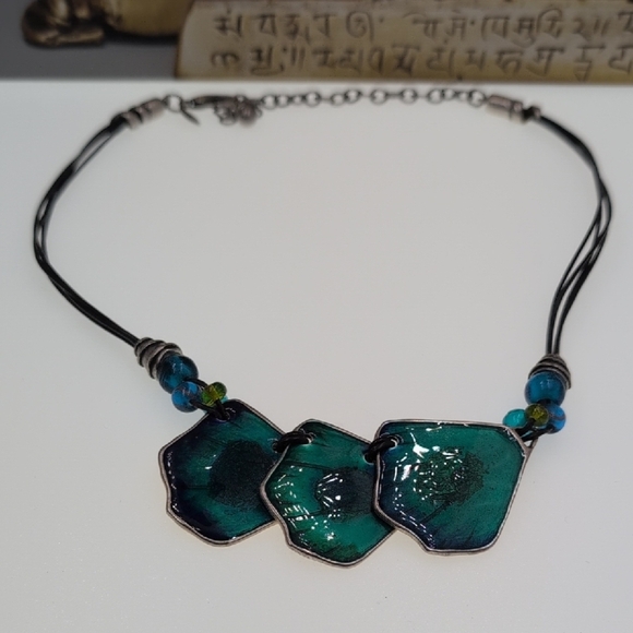 Chico's Green and Blue Hexagonal Necklace - Picture 1 of 6